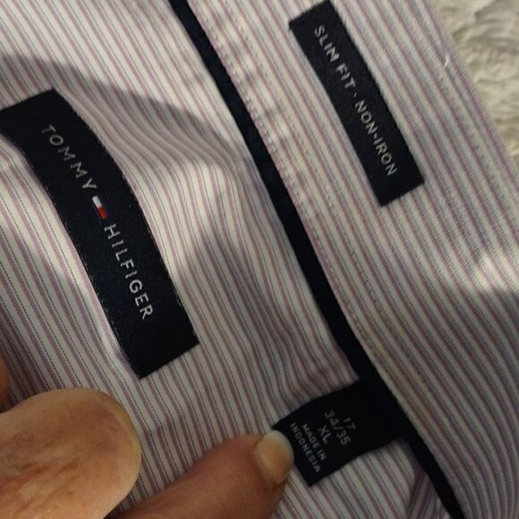 Tommy Hilfiger Slim Fit Non-Iron Striped Dress Shirt - Picture 6 of 7